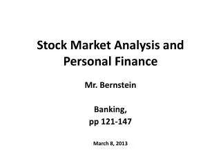 Stock Market Analysis and Personal Finance