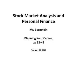 Stock Market Analysis and Personal Finance