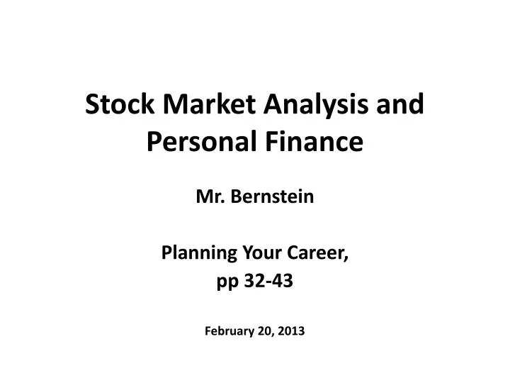 stock market analysis and personal finance