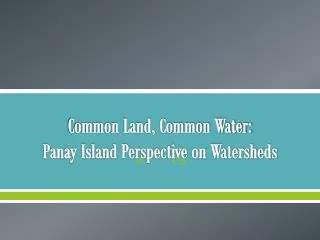 Common Land, Common Water: Panay Island Perspective on Watersheds