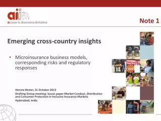 Emerging cross-country insights