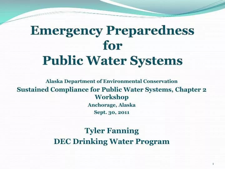 emergency preparedness for public water systems