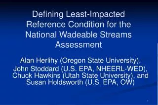 Defining Least-Impacted Reference Condition for the National Wadeable Streams Assessment
