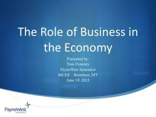 The Role of Business in the Economy