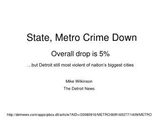 State, Metro Crime Down