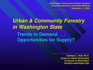 Urban &amp; Community Forestry in Washington State