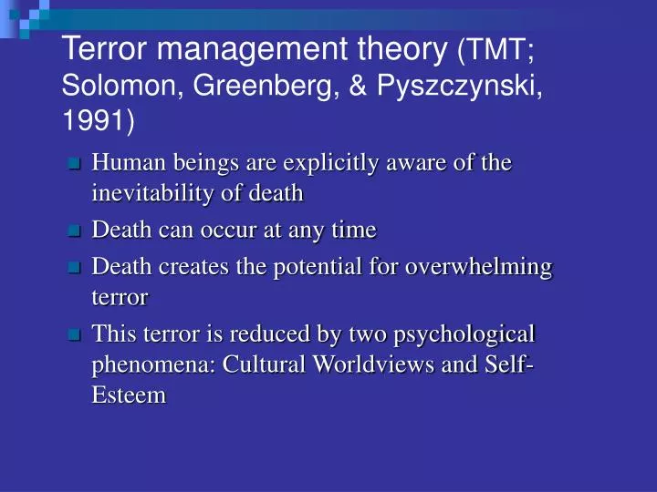 terror management theory tmt solomon greenberg pyszczynski 1991
