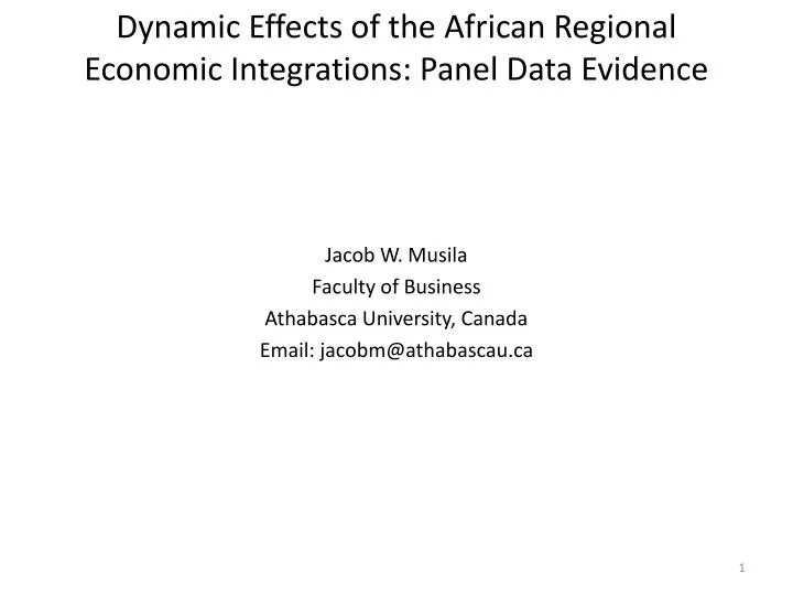 dynamic effects of the african regional economic integrations panel data evidence