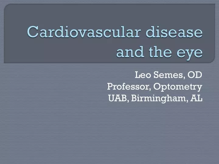 cardiovascular disease and the eye