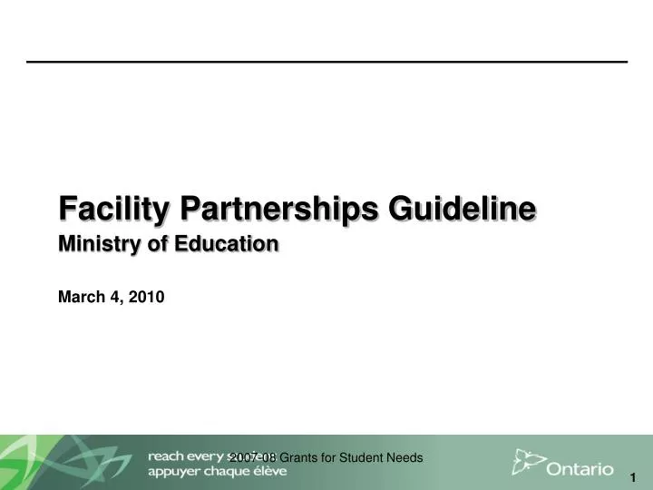 facility partnerships guideline ministry of education march 4 2010