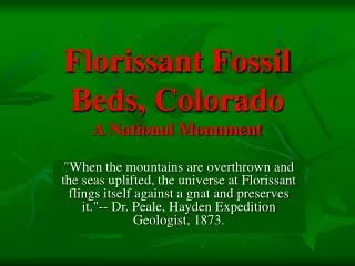 Florissant Fossil Beds, Colorado A National Monument