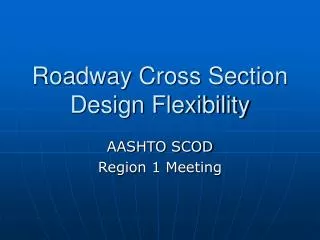 Roadway Cross Section Design Flexibility