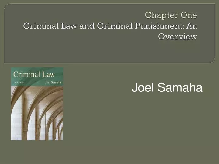 chapter one criminal law and criminal punishment an overview