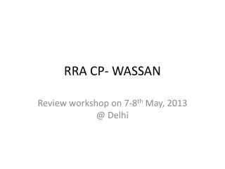 RRA CP- WASSAN