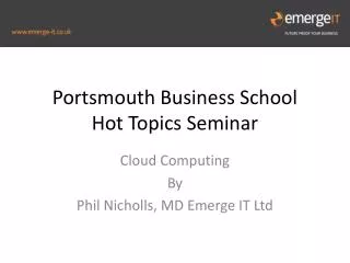 Portsmouth Business School Hot Topics Seminar