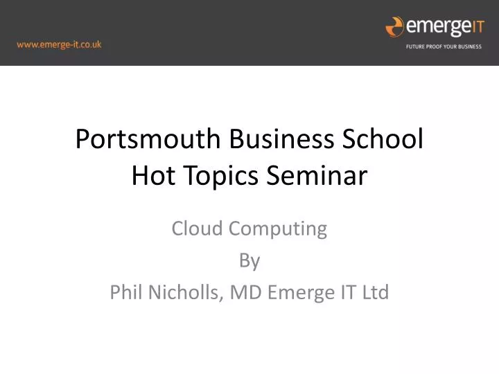 portsmouth business school hot topics seminar