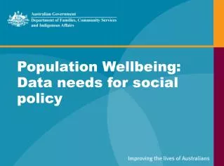 Population Wellbeing: Data needs for social policy