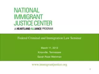 Federal Criminal and Immigration Law Seminar