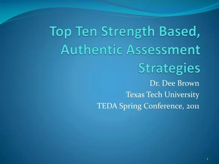 top ten strength based authentic assessment strategies