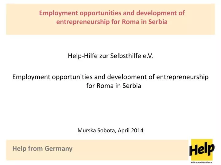 employment opportunities and development of entrepreneurship for roma in serbia
