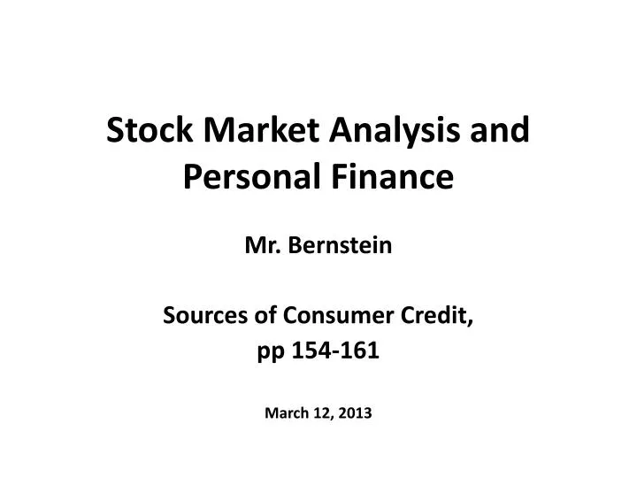 stock market analysis and personal finance