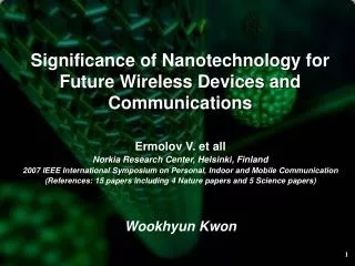 Significance of Nanotechnology for Future Wireless Devices and Communications
