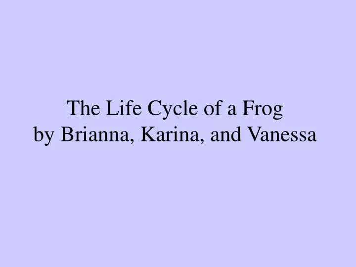 the life cycle of a frog by brianna karina and vanessa