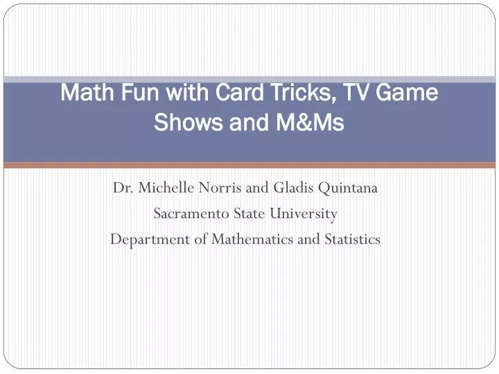 math fun with card tricks tv game shows and m ms