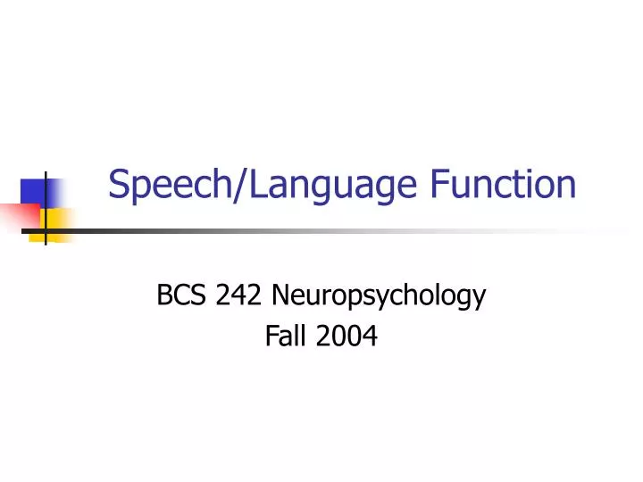 speech language function