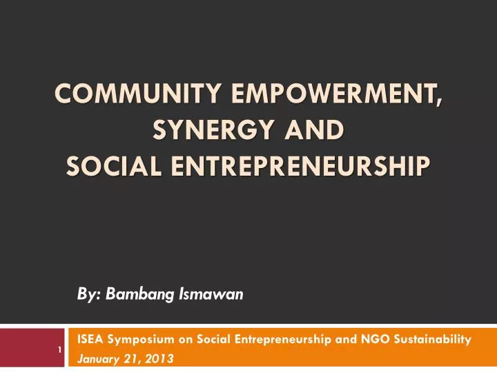 community empowerment synergy and social entrepreneurship