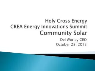 Holy Cross Energy CREA Energy Innovations Summit Community Solar