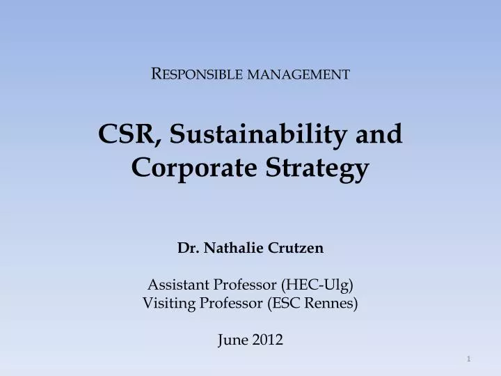 responsible management csr sustainability and corporate strategy