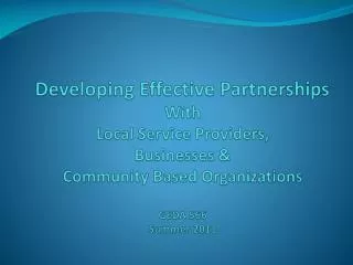 Developing Effective Partnerships