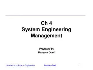 Ch 4 System Engineering Management