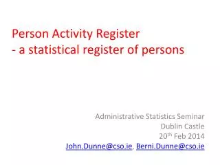 Person Activity Register - a statistical register of persons