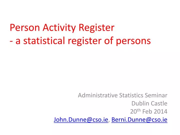 person activity register a statistical register of persons