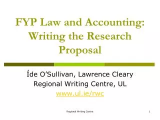 FYP Law and Accounting: Writing the Research Proposal