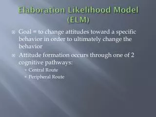Elaboration Likelihood Model (ELM)