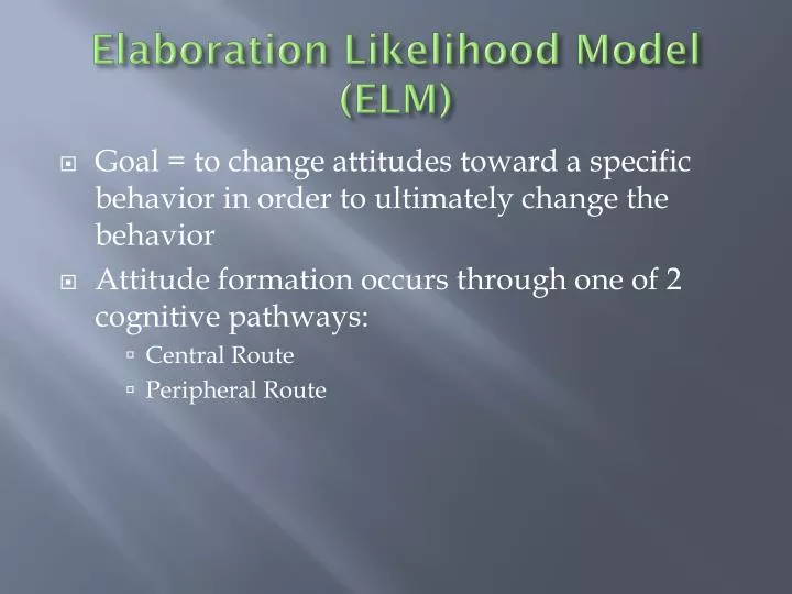 elaboration likelihood model elm