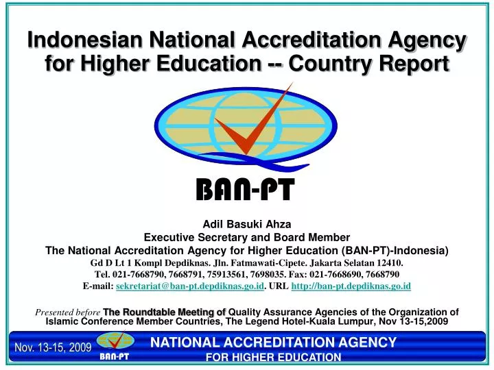 indonesian national accreditation agency for higher education country report