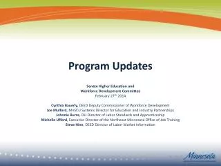 Program Updates