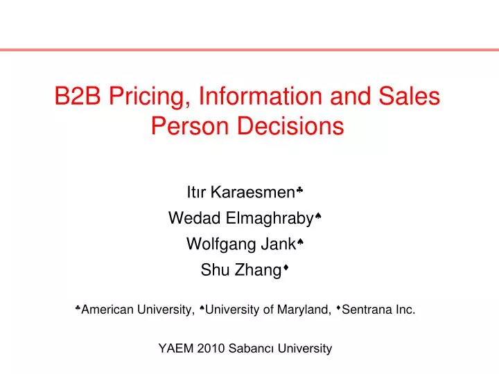 b2b pricing information and sales person decisions