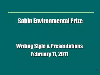 Writing Style &amp; Presentations February 11, 2011