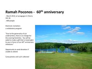 Ramah Poconos - 60 th anniversary