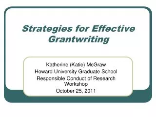 Strategies for Effective Grantwriting