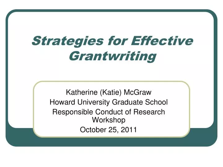 strategies for effective grantwriting