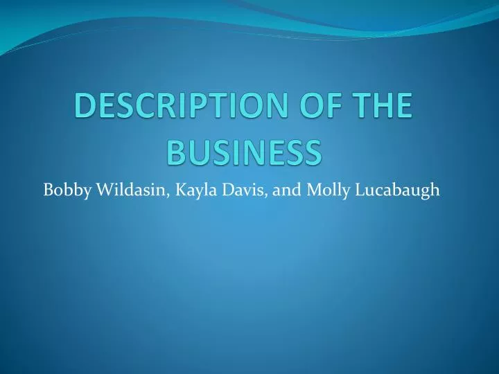 description of the business