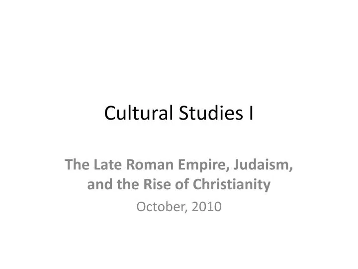 cultural studies i