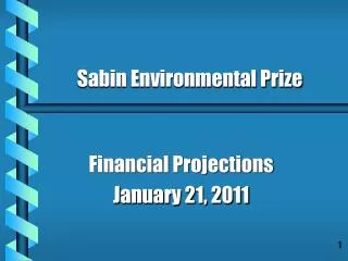 Financial Projections January 21, 2011