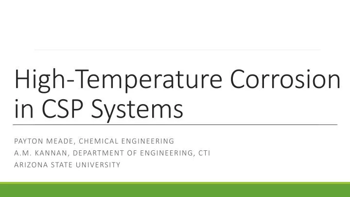 high temperature corrosion in csp systems